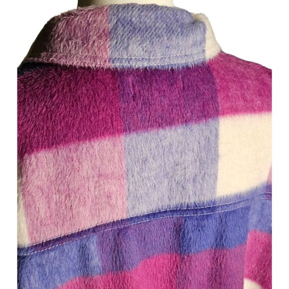 Maurices XL oversized bright violet and fuchsia pink plaid Shacket - Picture 9 of 9
